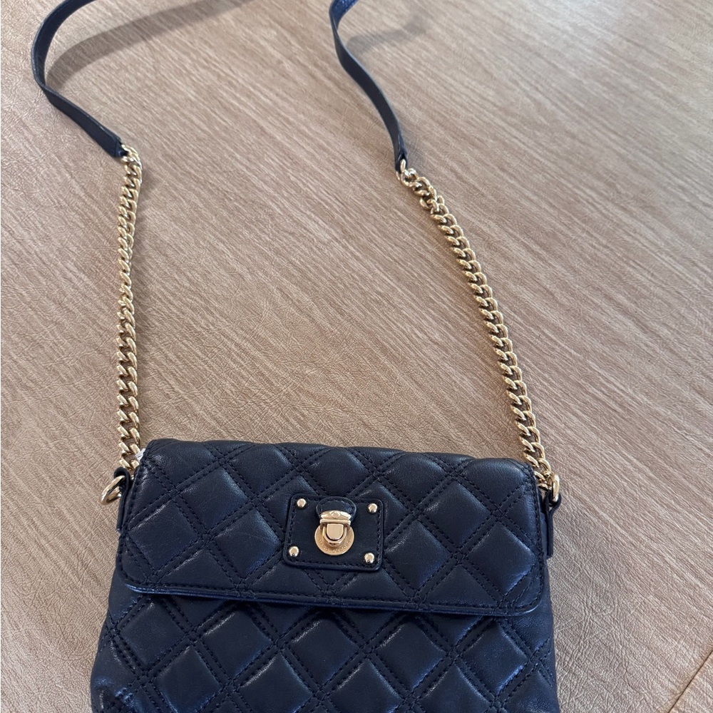 Marc Jacobs Black Quilted Crossbody Bag with Gold Chain